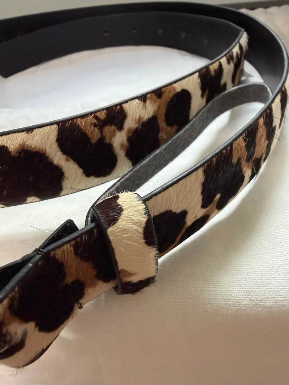 Leopard Print Leather Belt - Tan and Black